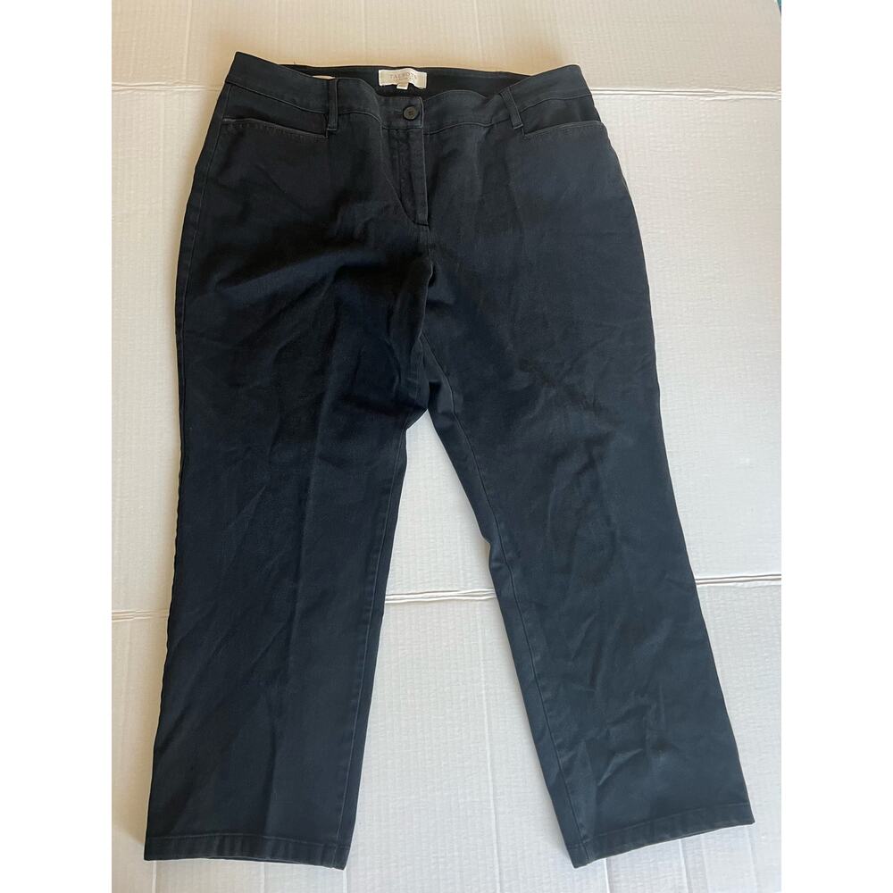 Talbots Petite Black Stretch Zippered Curvy‎ Straight Leg Capri Pants Size 16P